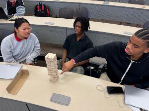 Student Group4 participate in Jenga project management activity